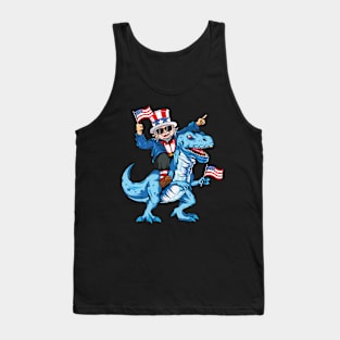 Uncle Sam Riding Dinosaur T Rex 4th Of July Tank Top